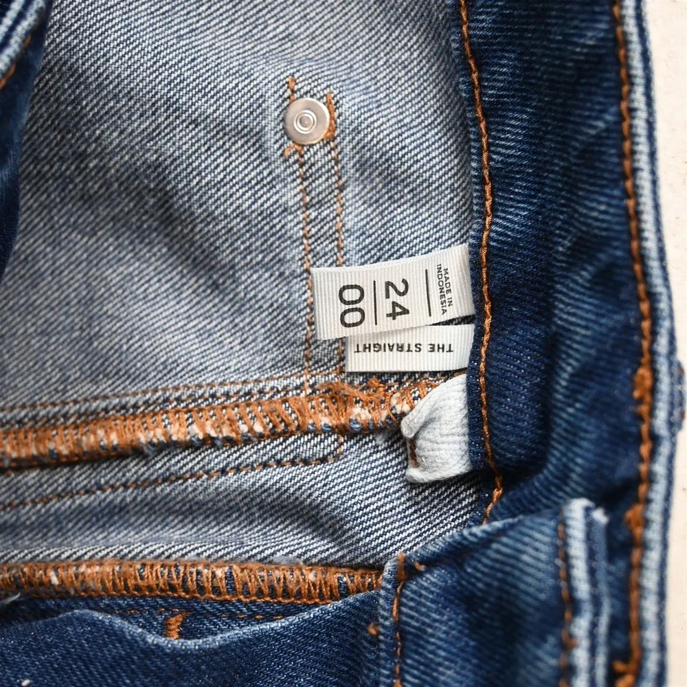LOFT 00 High Rise The Straight Dark Stretch Denim Womens Jeans_4